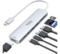 Adaptateur USB C, Selore Hub USB C HDMI 4K, Ports USB 3.0, Lecture de Carte SD/TF, Dock USB C 7-en-1 pour MacBook Pro 2020 MacBook Air 2020 Huawei Matebook ChromeBook Pixel Tablette USB Type C