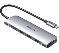 Ugreen Adaptateur USB-C multifonction 6-en-1 20956A HDMI 3x USB-A SD/TF Gris