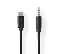 Adaptateur USB-C | USB 2.0 | USB-C mâle | 3.5 mm mâle | 1.00 m | Rond | Nickelé | PVC | Noir | Boîte