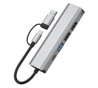 Adaptateur USB C + USB 3.0 - Répartiteur de type C - 100 mbps/1000 mbps - Adaptateur multiport Ethernet pour PC et ordinateur portable