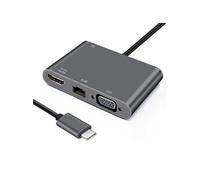 Adaptateur USB C USB C male / HDMI F+VGA F+RJ45 HDMI 40/30HZ, VGA 1920*108