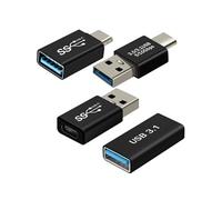 Adaptateur USB C + USB, Pack de 4 Adaptateurs OTG mâle femelle, Noir