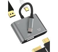 Adaptateur USB C USB VGA HDMI Jack Hub 4 en 1 pour Apple iPhone 15 iPad Macbook Air Pro M1 PC Prise Accessoires Charge Ports Répartiteur Extension Multiprise Câble Alimentation Clé Station d'accueil
