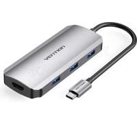 Adaptateur USB-C Vention vers 1xHDMI + 3x USB-A + 2x USB-C 0.15m (Gris)