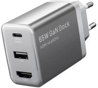 Adaptateur USB-C Vention vers USB-A + HDMI avec chargeur 65W (Gris)
