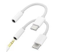 Adaptateur USB-C vers 3,5 mm (lot de 2) DAC câble audio casque jack AUX Type-C cordon connecteur compatible avec Samsung Galaxy S23 S22 FE pour Apple pour iPhone 15 Pro Max Plus pour iPad Pro Air Mini
