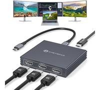 Adaptateur USB C vers 3 HDMI 4K60Hz Répartiteur HDMI 3 moniteurs MST HUB Répartiteur USB C 1 entrée 3 sorties avec charge PD 100 W, compatible avec ordinateur portable, PC, carte graphique USB-C