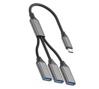 Adaptateur USB C vers 3 ports USB 2.0 - Câble tressé de transfert de données pour téléphone, tablette, ordinateur portable, chargement de plusieurs appareils