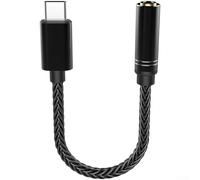 Adaptateur USB-C vers audio 3,5 mm avec puce de décodeur numérique 16 bits 48 kHz pour un son haute fidélité, câble en cuivre plaqué argent sans oxygène, compact de 15 cm (A)