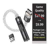 Adaptateur USB C vers audio 3,5 mm, CX31993 DAC & MAX97220, amplificateur de casque, dongle DAC HiFi 32 bits/384 kHz avec câble argenté 8 conducteurs pour iPhone 16/15, Samsung, iPad (1, drak noir
