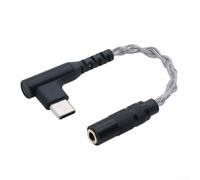 Adaptateur USB C vers audio de 3,5 mm avec puce 32 bits, convertisseur numérique vers analogique pour Android et iOS, son clair pour la musique et les appels, design portable, noir (courbé)