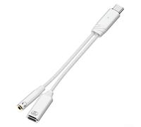 Adaptateur USB C vers audio et de charge 3,5 mm avec prise en charge de charge rapide PD 100 W et décodage audio 16 bit48 kHz pour smartphones, tablettes, ordinateurs portables (blanc)