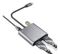 Adaptateur USB C vers Deux HDMI, 4 en 1 USB de Type C vers 2 Moniteur HDMI MST Hub 4K 60Hz avec USB 2.0 Et USB-C 100W PD Charge Rapide pour MacBook Pro/Air 2024-2016, Surfacebook, Chromebook