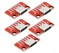 Adaptateur USB-C vers DIP femelle pour carte de dérivation pour projets USB 2.0 - Pré-soudé pour en-tête, broches d'alimentation VCC/GND, support PCB, (rouge)