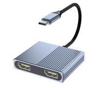 Adaptateur USB C vers double Displayport pour ordinateur portable Mac/Dell/HP, répartiteur Displayport 4K @ 60 Hz, 1 entrée 2 sorties pour double moniteur, écran étendu, câble USB C vers Displayport