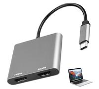 Adaptateur USB C vers double HDMI, 2 en 1 USB type C vers HDMI, avec 2 x 4 K @ 30 Hz, multifonction, pour ordinateur portable, MacBook Pro 2016/2017, Dell XPS13, SamsungGalaxy Lenovo