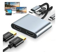 Adaptateur USB C vers double HDMI 4 en 1 pour double affichage 4K 60 Hz, charge PD 100 W, répartiteur HDMI 1 en 2 sorties, pour Nintendo Switch, MacBook, Imac Pro, Huawei, Xiaomi et autres ordinateurs