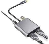 Adaptateur USB C vers Double HDMI, 4 en 1 USB de Type C vers Double Moniteur HDMI MST Hub 4K 60Hz avec USB 2.0 Et USB-C 100W PD