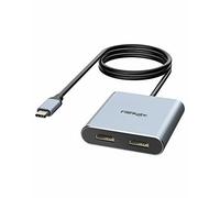 Adaptateur USB C vers double HDMI 4K 60 Hz, répartiteur USB C pour 2 moniteurs, écran étendu, hub HDMI de type C, station d'accueil pour ordinateur portable (mode DP Alt requis) compatible avec