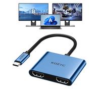 Adaptateur USB C vers double HDMI 4K @ 60 Hz, type C vers HDMI Splitter écran étendu pour MacBook/MacBook Pro Air Dell XPS13/15, Samsung Galaxy S9/S9+ [Mode MST (écrans étendus) uniquement pour Win