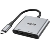Adaptateur USB C vers double HDMI, adaptateur double moniteur, adaptateur USB C Hub USB C avec 2 stations d'accueil HDMI 4K @ 60 Hz pour ordinateur portable HP Dell Surface Thinkpad