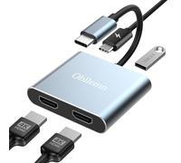 Adaptateur USB C vers Double HDMI, Adaptateur HDMI vers USB C, avec U-S-B 2.0 + 2 * 4k + PD 100W, pour MacBook Pro/Air, iPad, Surface, Dell, Chromebook