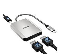 Adaptateur USB C vers Double HDMI, Adaptateur HDMI WAVLINK Double 4K @ 60 Hz avec Alimentation 100 W pour Ordinateurs Portables Dell XPS, HP, Lenovo, Thunderbolt 3/4, Ordinateurs Portables Windows