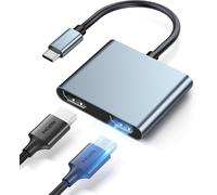 Adaptateur USB C vers double HDMI, adaptateur USB de type C vers double écran, adaptateur USB C 2 HDMI USB C Hub 4K @ 60 Hz pour ordinateur portable HP/Dell/Surface/Lenovo/M-acBook/Chromebook