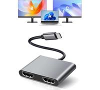 Adaptateur USB C vers double HDMI, avec 2 stations d'accueil HDMI 4K @ 60 Hz, répartiteur de type C vers HD pour 2 moniteurs, convient pour MacBook Air/Pro, Dell, HP, Lenovo, Chromebook, Surface USB