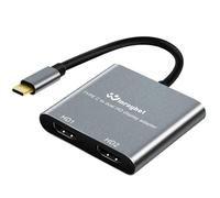 Adaptateur USB C vers double HDMI, convertisseur d'écran USB Type-C vers 2 HDMI, 4K @ 60 Hz/double 4K @ 30 Hz pour Mac/Lenovo/Dell, compatible avec Windows et Mac OS, compatible Thunderbolt 3 et