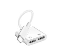 Adaptateur USB-C vers Double USB-C Audio et Charge Rapide - Splitter USB Type C Mâle vers 2 Femelles pour Écouteurs, Casque et Recharge Simultanée - Blanc - Compatible Smartphone, Tablette, iPad