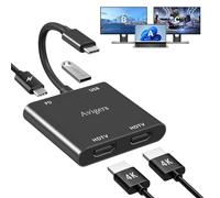 Adaptateur USB C vers Dual HDTV pour 2 moniteurs, UCB C Hub 1 entrée 2 Sorties avec Affichage étendu, 2 HDTV 4K, USB 3.0, PD 100W pour MacBook Pro/Air, Dell, HP, Surface