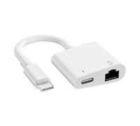 Adaptateur USB C vers Ethernet, adaptateur réseau LAN Ethernet RJ45 2 en 1 avec port de charge USB de type C compatible avec iPhone 15/tablette/ordinateur portable et appareils USB C, Plug and Play,