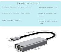 Adaptateur USB C vers Ethernet Adaptateur Réseau vers RJ45 LAN Type-C/USB C Compatible pour iPhone 15 Pro, MacBook Pro/Air M2 M1, Galaxy S23, Dell, Switch (100Mbps)
