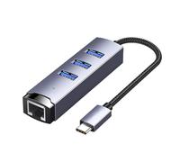 Adaptateur USB C vers Ethernet Hub USB 3.0 RJ45 1000 Mbps Port Ethernet Large compatibilité pour une connexion Internet transparente