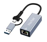 Adaptateur USB C vers Ethernet, USB 3.0 vers RJ45 Gigabit Thunderbolt LAN 1000 Mbps, Ethernet vers USB 3.0 Type C 1000 Mbit/s en aluminium pour Windows XP, Mac OS, Linux, Vista 7 8 10 11