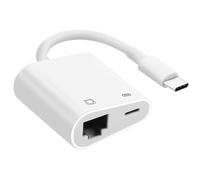 Adaptateur USB-C vers Ethernet + USB-C Charge et Connexion internet stable Blanc