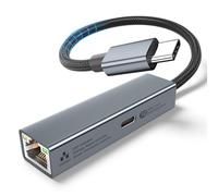 Adaptateur USB C vers Ethernet - USB-C Ethernet Port de Charge 60W, 1Gbps Type-C RJ45 Thunderbolt 3/4 vers Réseau LAN pour Laptop,MacBook Pro/Air,Dell XPS,Chromebook,Surface Book