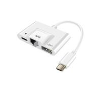 Adaptateur Usb-C Vers Ethernet / Usb / Usb-C Compact Plug And Play Blanc