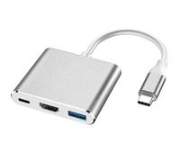 Adaptateur USB C vers HD1,3-in-1 USB C HD1 Adapter,pour MacBook Pro/S8+/S9+/projecteur/Moniteur,Plug and Play (Argent)