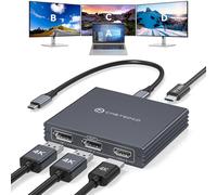 Adaptateur USB C vers HDMI + 2 Displayport 3 moniteurs 4K60Hz DP HDMI Splitter 1 entrée 3 sorties pour affichage étendu avec charge PD 100 W, Plug & Play, compatible avec ordinateur portable, PC