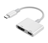 Adaptateur USB C vers HDMI (4K @ 60 Hz), convertisseur AV numérique 2 en 1 HDMI vers USB C multiport avec port de charge rapide PD 100 W pour iPhone 17/16/15, MacBook, iMac, iPad Pro, Galaxy, Switch