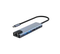 Adaptateur USB C vers HDMI 4K multiport USB-C USB-A, USB-C, HDMI, RJ45 Grey