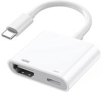 Adaptateur Usb C Vers Hdmi 4K Pour Iphone 15 Vers Tv 2 En 1 De Type C Vers Hdmi Avec Charge Rapide 60 W, Convertisseur D'Écran De Synchronisation Av Numérique Pour Iphone 15/15 Pro[Video3332]