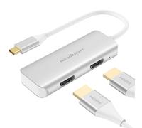 Adaptateur USB C vers HDMI Double, Newmight Adaptateur Double Moniteur supporte 4K@60Hz et Double 4K@30Hz, Séparateur HDMI Double Moniteur pour MacBook, iPad, HP, Dell, iPhone 15/16 Series