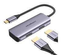 Adaptateur USB C vers HDMI Double, Newmight Adaptateur Double Moniteur supporte 4K@60Hz et Double 4K@30Hz, Séparateur HDMI Double Moniteur pour MacBook, iPad, HP, Dell, iPhone 15/16 Series