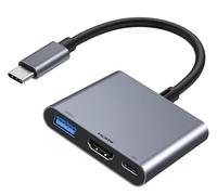 Adaptateur USB C vers HDMI pour iPhone 15/16 vers téléviseur, adaptateur multiport AV numérique USB-C 4K@60Hz avec PD 100 W et USB 3.1, dongle Type C vers HDMI certifié MFi pour iPad Pro (gris)