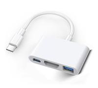 Adaptateur USB C vers HDMI pour iPhone 15/16 vers téléviseur, adaptateur multiport AV numérique USB-C 4K@60Hz avec PD 100 W et USB 3.1, dongle Type C vers HDMI certifié MFi pour iPad Pro (blanc)