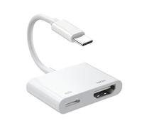 Adaptateur USB C vers HDMI pour iPhone One 15 vers TV, 2 en 1 de type C vers HDMI avec charge rapide de 100 W, adaptateur USB C HDMI 4K @ 30 Hz, (compatible Thunderbolt 3) Hub USB C pour iPhone One 15