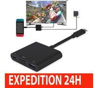 Adaptateur USB C vers HDMI, Sortie Thunderbolt 3 vers HDMI 4K avec Port USB 3.0 et Charge PD, pour MacBook Pro/Air, Nintendo Switch,